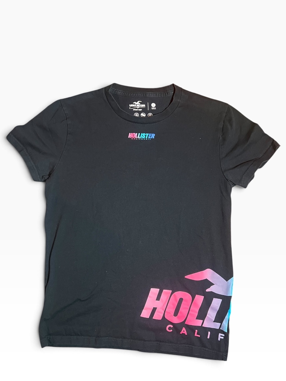 Hollister Black Logo Gradient Mens Size Small Tee